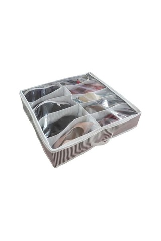 Alas 2 Adet Yatak Altı Ayakkabı Saklama Çantası Hurç Fermuarlı Gri