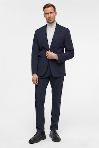 Süvari Lacivert Slim Desenli Mono Yaka 6 Drop Takım Elbise Lacivert