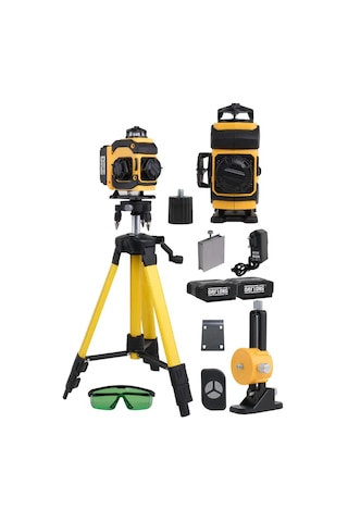 Profesyonel 16 Hatlı 4d Yeşil Lazer Hizalama Seti -çift Bataryalı - Tripodlu Full Set