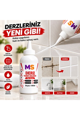 Beyaz Renk Hazır Derz Arası Tamir Dolgusu 220 Gr Fayans Seramik Mermer Yenileyici Yenileme Dolgu