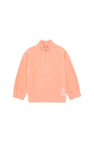 U.S. Polo Assn. Kız Çocuk Somon Yarım Fermuarlı Polar Sweatshirt 50298983-VR047