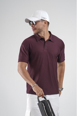 Polo Yaka Regular Kalıp Çizgili Erkek Basıc Tişört Bordo