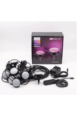 12v 10 Metre Bluetooth Özellikli Ip65 Animasyonlu Pixel Led Kazıklı Bahçe Aydınlatması Kutulu Set