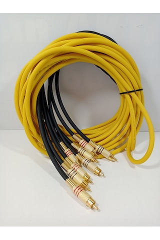 Amfi Rca Kablosu 4 Giriş 4 Çıkış El Yapımı %100 Bakır- 5 Metre