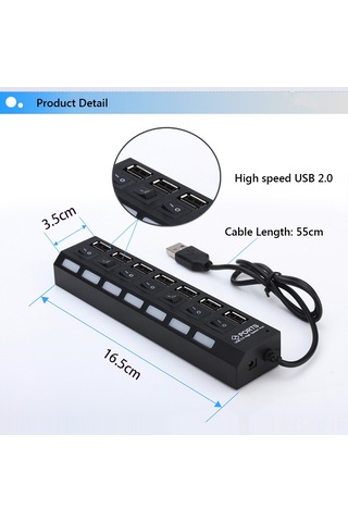 Skycity 7 Port Usb 2.0 Hub Beyaz - Bağımsız Anahtar Ve Gösterge Işığı, 480mbps Hızlı Veri Transferi, Çoklu Cihaz Desteği