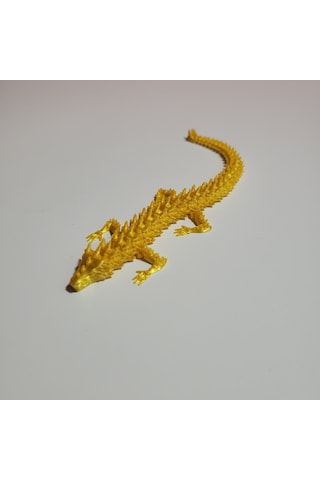 14 Cm 3d Baskı Altın Ejderha Figürü Detaylı Dekoratif Dragon Modeli Fantastik Masaüstü Süs