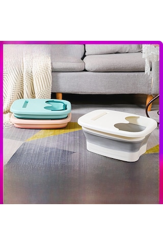 Yifomall Yetişkinler İçin Katlanabilir Silikon Banyo Kaseği - Kalın Malzeme, Masaj Fonksiyonu Ve Taşınabilir Kapaklı Ayak Bakımı Aleti Beyaz-gri Diğer