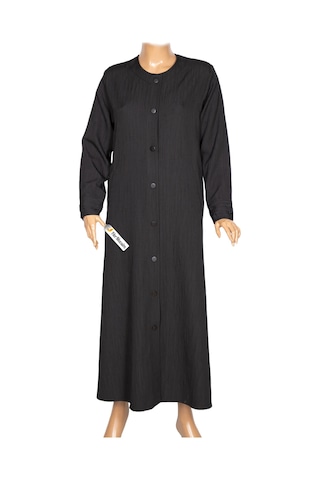 Hesna Kadın Luna Büyük Beden Kırışık Efektli Çıtçıtlı Siyah Pardesü Siyah