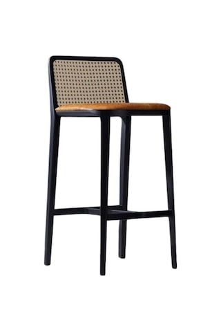 Martha Hazeranlı Ahşap Bar Sandalyesi Turuncu