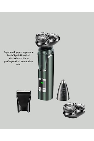 Ergonomik Şarjlı Tıraş Makinesi 3'lü Başlık Seti