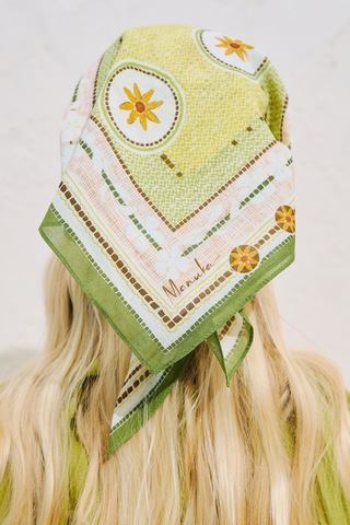 Manuka Pamuklu Desenli Kare Fular Marıgold Ss26flr00008-r0017