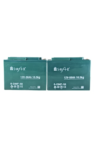 Safir Jel Akü 12 V - 58+ Ah 16.5kg 60 - 80 Ah Uyumlu - 2'li Set