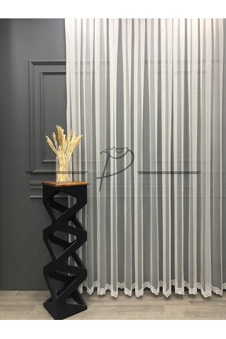 Tül Perde Taç Marka Etek Grek Zülküf Desen Ekru