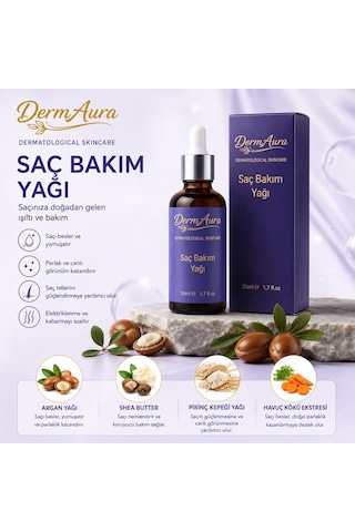 Dermaura Saç Bakım Yağı Onarıcı Ve Besleyici Bakım 50 Ml