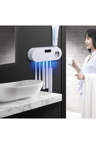 Novahub Akıllı Diş Fırçası Tutucu Beyaz, Otomatik Diş Macunu Sıkacağı Kutusu Beyaz