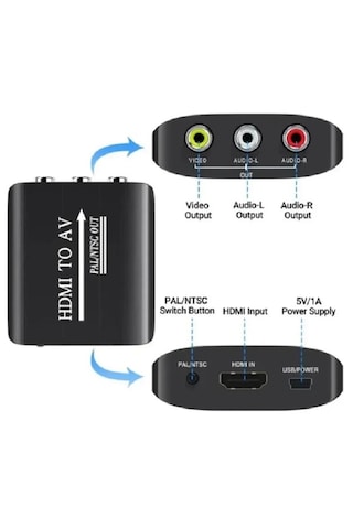 Hdmi To Av Rca Tos Çevirici Dönüştürücü Adaptör Hdmı To Av Rca