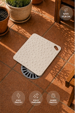 Siliconly Silikon Kötü Koku Önleyici Mat, Banyo Mutfak Lavabo Balkon Gider Kapatıcı Kapak ,böcek Önleyici 12 Cm Bej