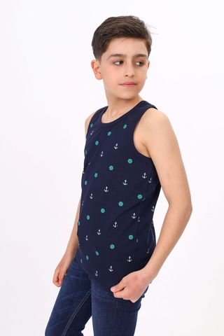 Toontoy Kids Toontoy Erkek Çocuk Baskılı Bisiklet Yaka Basic Atlet Lacivert