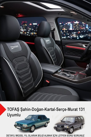 Titanyum Serisi Lüks Keten Oto Koltuk Kılıfı Tofaş Kartal-şahin-doğan-serçe-tempra İle Uyumlu Beyaz