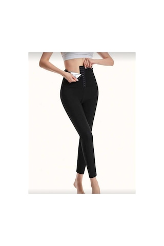 Fit Women Yüksek Bel Agraflı Tayt 4409 Siyah