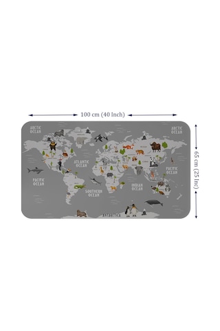 Eğitici Dünya Haritası Dünya Atlası Çocuk Ve Bebek Odası Duvar Sticker-60x105-3794 - Renkli Çok Renkli