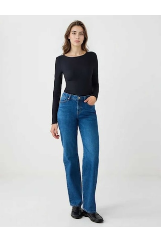 Mid Rodeo Normal Paça Yüksek Bel Denim Pantolon Lacivert