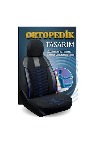 Mercedes-benz Citan 2+1 Deri Detaylı Oto Koltuk Kılıfı Ön Arka Set Siyah Mavi Platinium Model Fs
