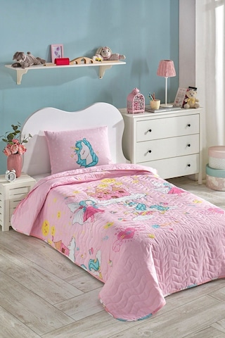 Kapitone Yatak Örtüsü Seti Tek Kişilik Unicorn Dreams Pembe Pembe