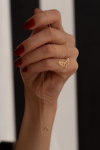 14 Ayar Altın Açık Lotus Kolye Sarı Altın