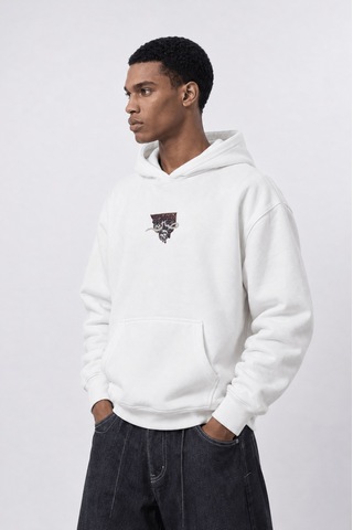 Respire Erkek Sabr Patch Detaylı Oversize Hoodie Ekru
