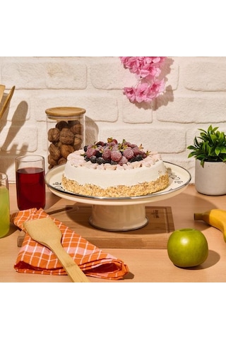 Mien Emaye Büyük Servis Standı - Krem - 31x11 Cm Krem