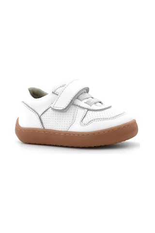 Rakerplus Bob Hakiki Deri Beyaz Barefoot Cırtlı Lastikli Bebek Sneaker Ayakkabı Beyaz
