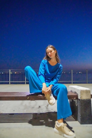 Kadın Bol Paçalı Ikili Takım Frn6101 Mavi