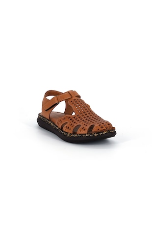 Mammamia D26ys-2750 Kadın Hakiki Deri Burun Kapalı Günlük Comfort Sandalet Taba