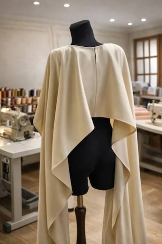 Ezni Atelier Bej Saten Gelin Pelerini 150 Cm Bej Saten Abiye Pelerini Uzun Gelin Pelerini Zarif Düğün Pelerini 35 Ön X40 Arka X150 Yan Cm Bej Bej