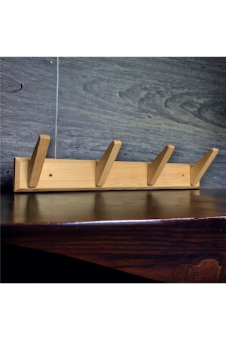 Tek-iş Masif Ahşap Portmanto Duvar Askısı Dörtlü 4'lü Ahşap Duvar Askısı Ahşap