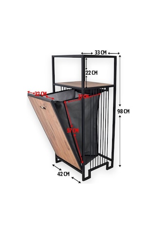 Digithome Metal Kirli Sepetli 2 Raflı Çok Amaçlı Banyo Düzenleyici Raf Organizer Siyah Mrs-003 C1-1-369 Siyah