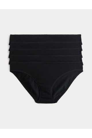 Marks & Spencer 5'li Cotton Lycra Bikini Külot Seti Siyah