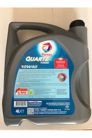 Total Quartz 7000 10W-40 Tam Sentetik Motor Yağı 4 L