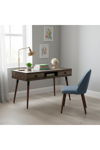 Mobenta Modest Desk Masif Çalşıma & Laptop Masası, 2 Çekmece 1 Bölme - 120 Cm, Cv Ceviz - Ahşap