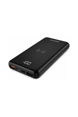 Philips DLP9520C/00 10000mAh Kablosuz Powerbank15W Qi Kablosuz Şarj, 20W PD USB-C, QC 3.0, LCD Ekran Siyah