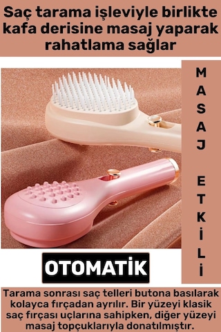 Premium Yüksek Kaliteli Basınçlı Masaj Etkili Esnek Yumuşak Uçlu Otomatik Tuşlu Saç Temizleme Tarağı