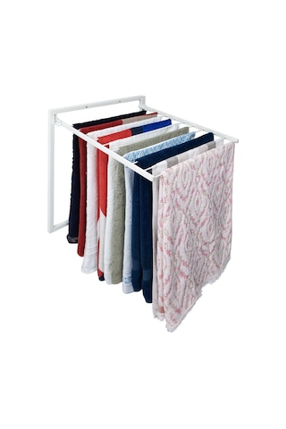 Duvara Monte Katlanabilir Ergonomik Çamaşır Havlu Kurutma Askılık 11 Paslanmaz Çelik Çubuk 70x60 Cm Beyaz