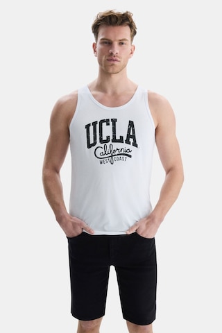 Ucla Pebble Beyaz Sıfır Kol Baskılı Oversize Erkek Tshirt Beyaz