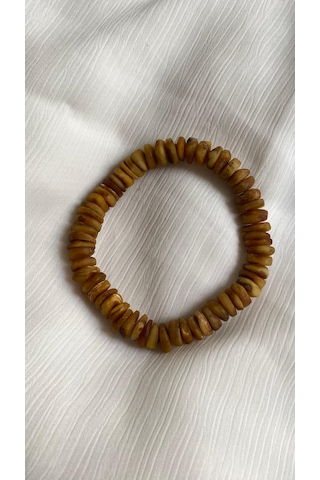 Damla Kehribar Yetişkin Bileklik Sarı