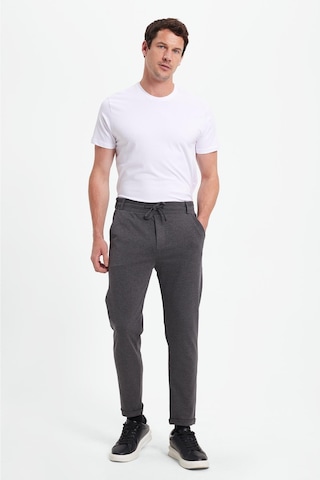 Tudors Erkek Slim Fit Pamuklu Beli Bağlamalı Yan Cepli Katlamalı Paça Jogger Gri Pantolon-42319 gri