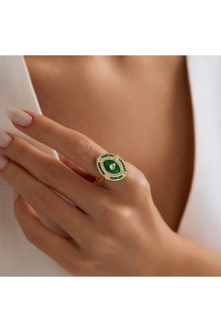 Emerald Vision 14 Ayar Altın Yüzük T14427 Renkli