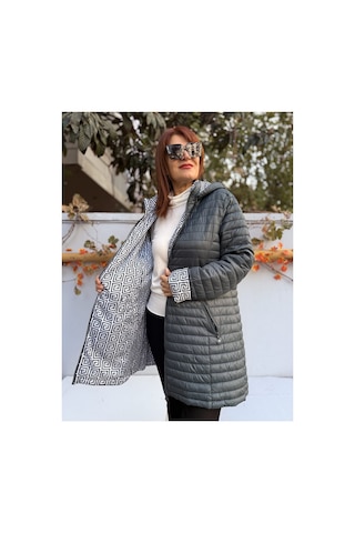 Denizege İtalyan Çift Taraflı Midi Mont Fendi Yeşil Yeşil