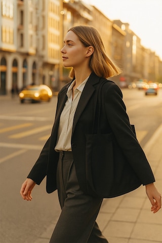 Siyah Çok Amaçlı Premium Oversize Düz Orta Boy Kanvas Kadın El Ve Omuz Çantası Siyah