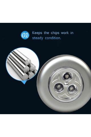 Folinda Araba Bagaj Işığı 3 Led'li Dokunmatik Okuma Lambası Abs Malzeme Beyaz Işık Pil Dahil Değil Diğer